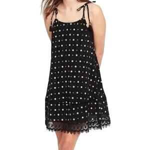 Old Navy Bandana Dress Tie Shoulder Black Print Swing 100% Cotton Lace XSmall